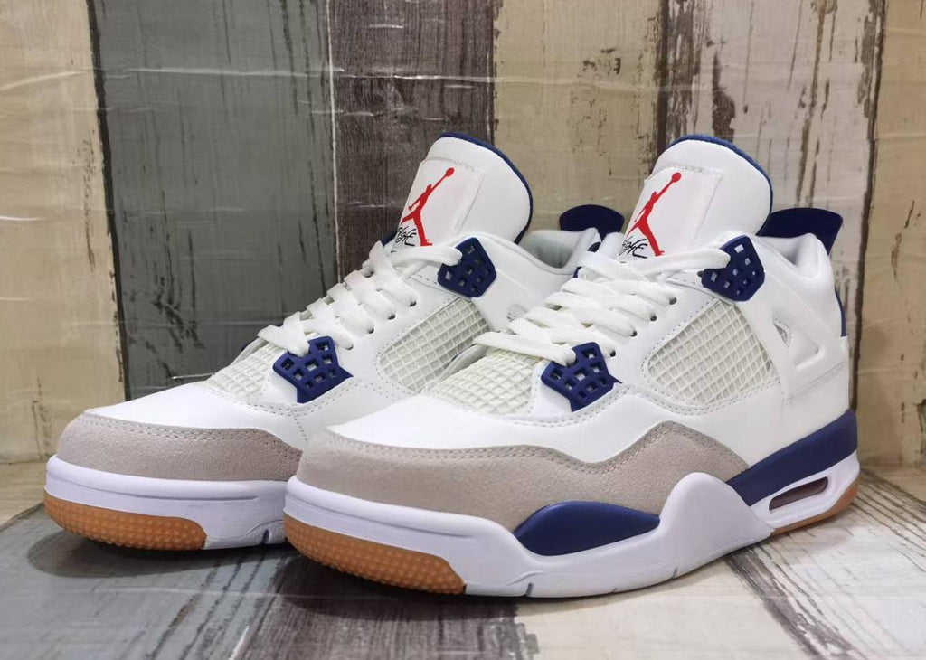Air Jordan 4 Retro – White & Navy with Gum Accents