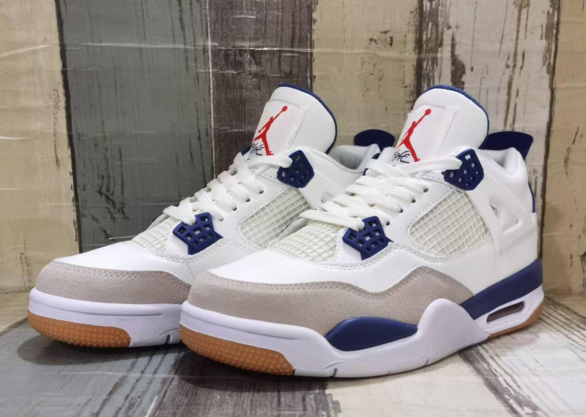 Air Jordan 4 Retro – White & Navy with Gum Accents