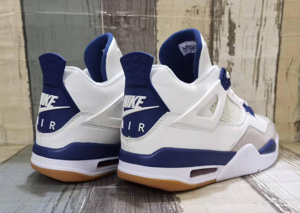 Air Jordan 4 Retro – White & Navy with Gum Accents