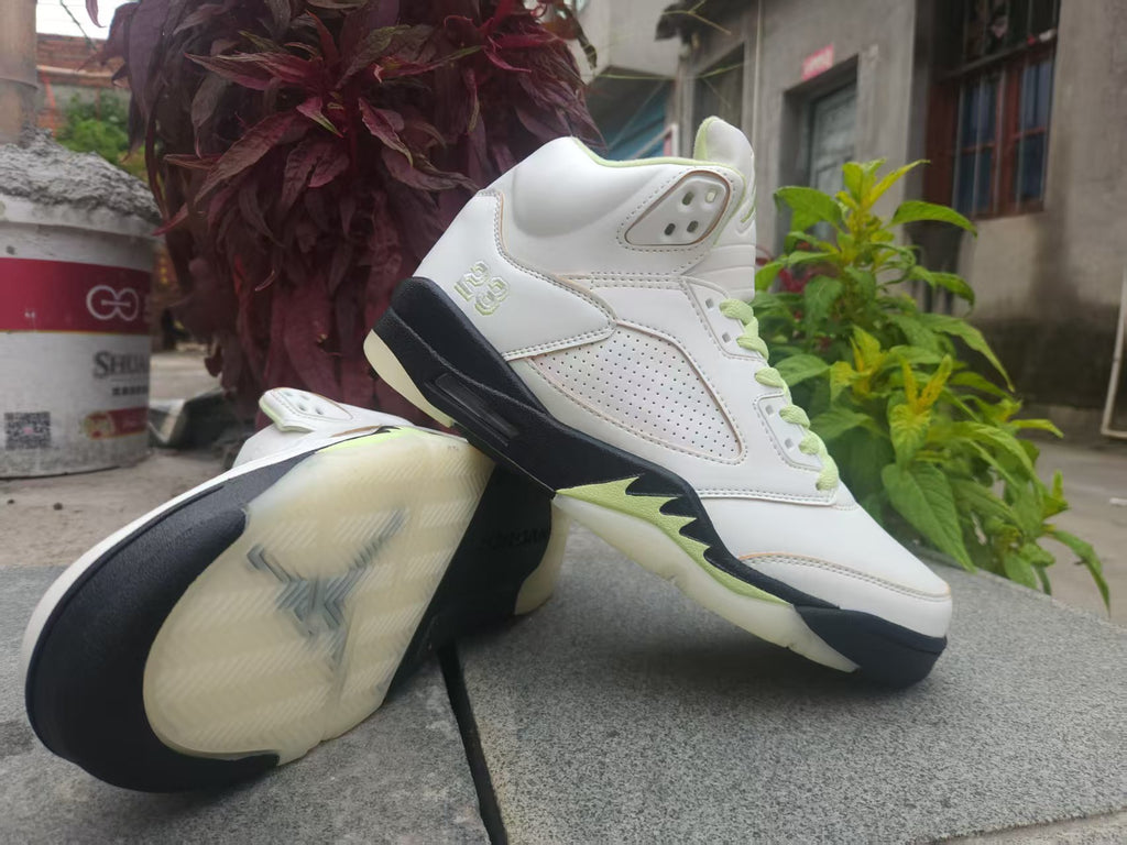 Air Jordan 5 Retro – White, Pale Green & Black