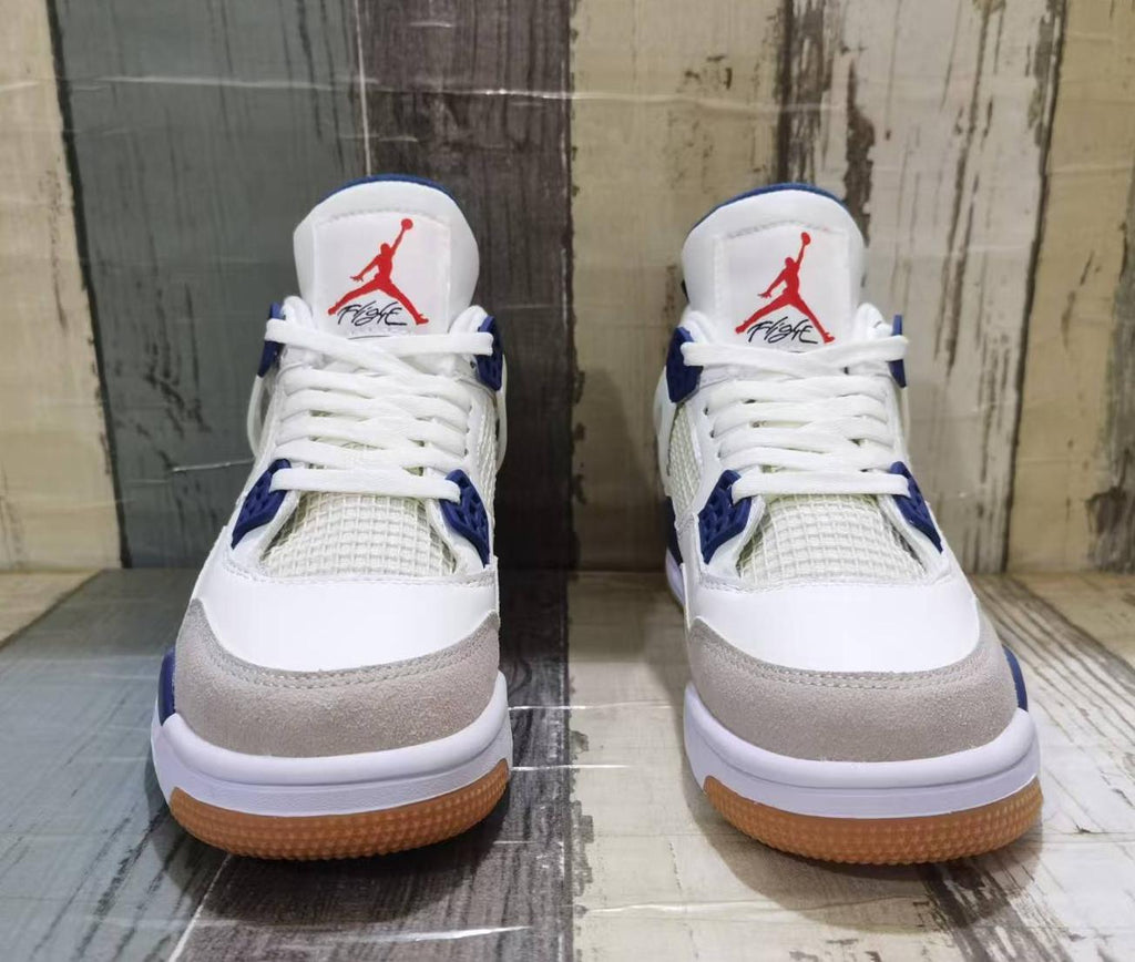 Air Jordan 4 Retro – White & Navy with Gum Accents