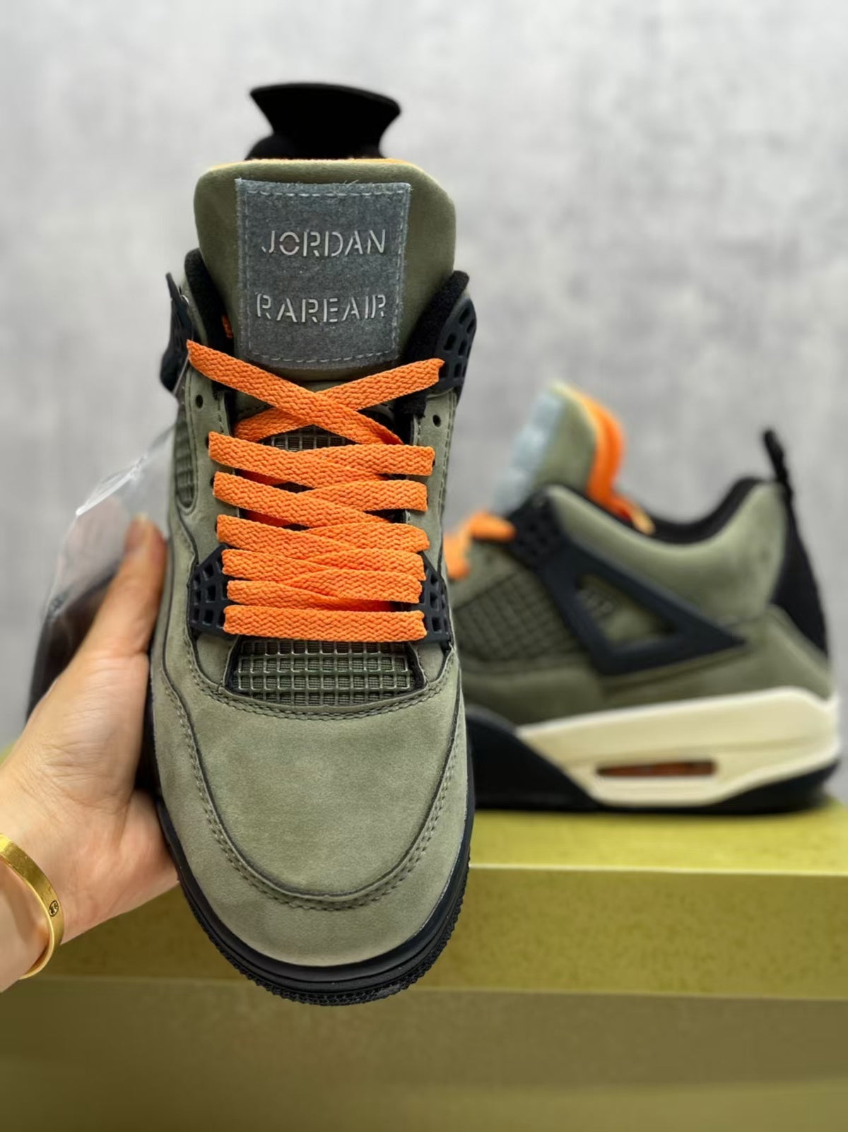 Air Jordan 4 Retro – Olive Green, Black & Orange